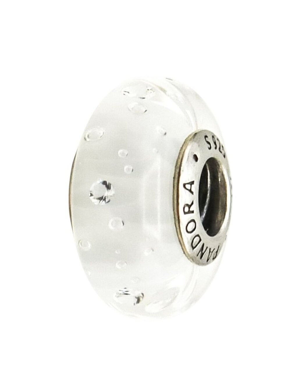 Pandora Clear Effervescence Murano Glass CZ Charm Sterling Silver Retired